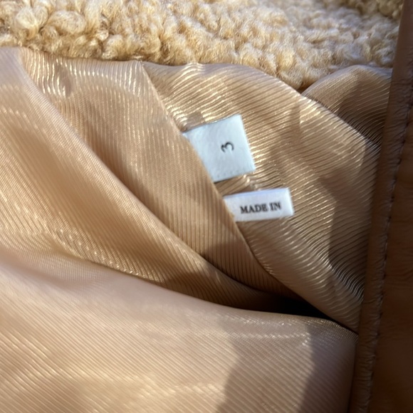 Sandro Paris Faux Fur Leather Trimmed Belted Teddy Jacket - Picture 4 of 7